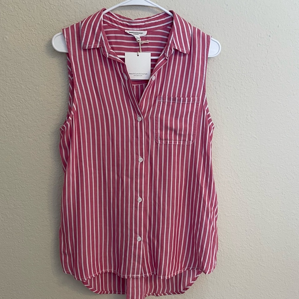 Beach Lunch Lounge Sleeveless Button Top NWT Small